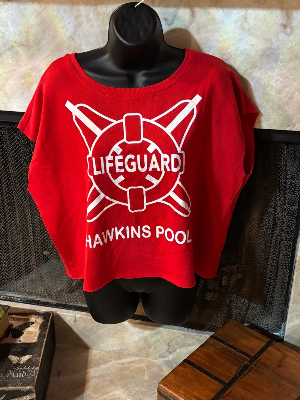 Stranger Things Hawkins Lifeguard Crop Top NWT Red Netflix Official Merch Med - Picture 4 of 11